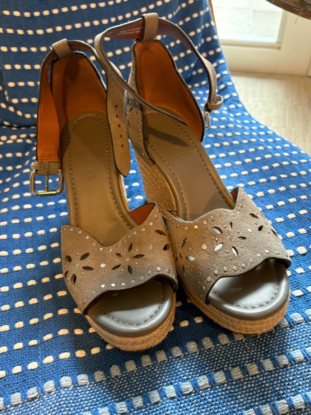 Coach Wedge Espadrille Sandals with Ankle Strap